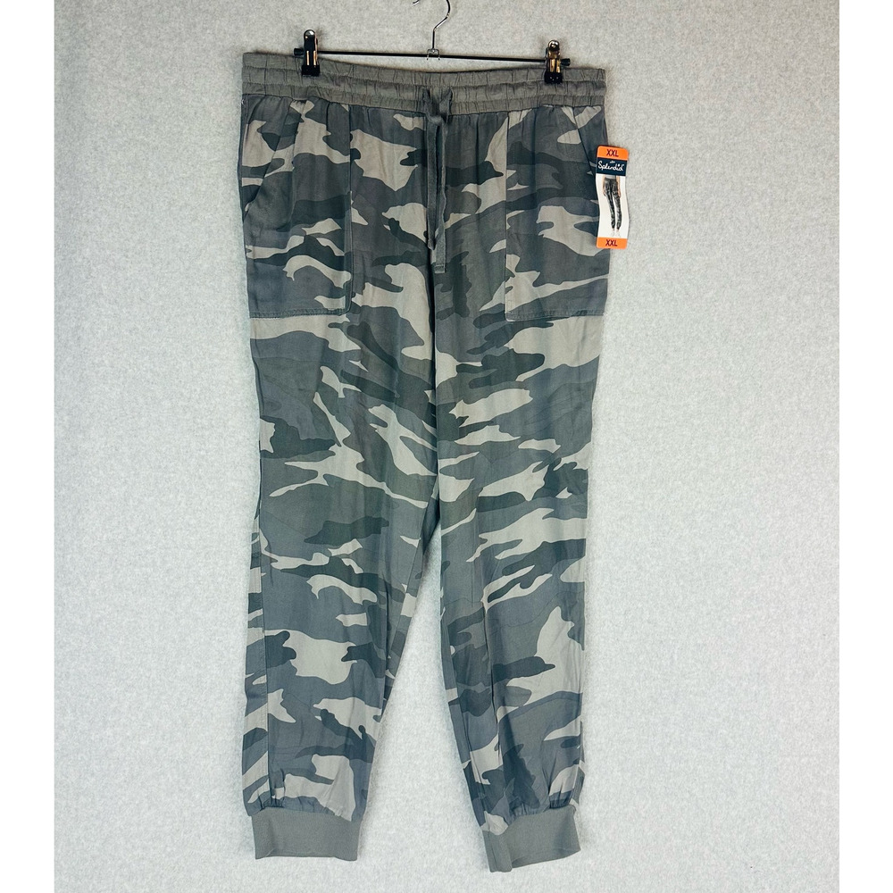 New Splendid Womans Sz XXL Jogger Pants Gray Camo Pull On Comfort Stretch NWT - Picture 3 of 11